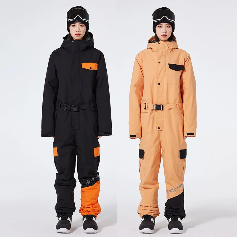 Лыжный комбинезон для мужчин и женщин цельный лыжный костюм зимний уличный