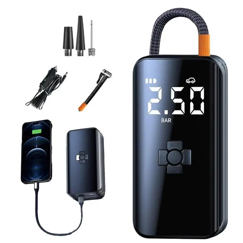 

Portable Air Compressor USB Charging Car Pump With LED Light Car Repair Tools Tire Accessories For Bicycles Automobiles