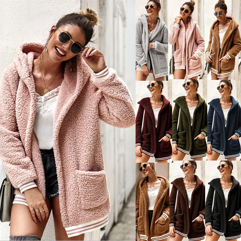 

Women's Winter New Hooded Fur Coat Long Top