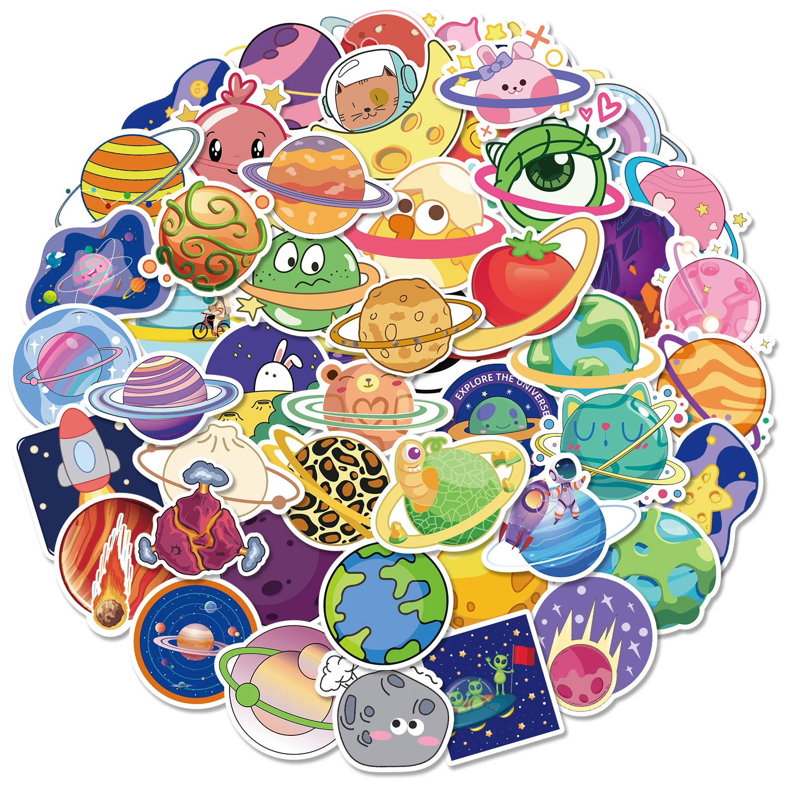 

50 шт., декоративные наклейки на стену космоса