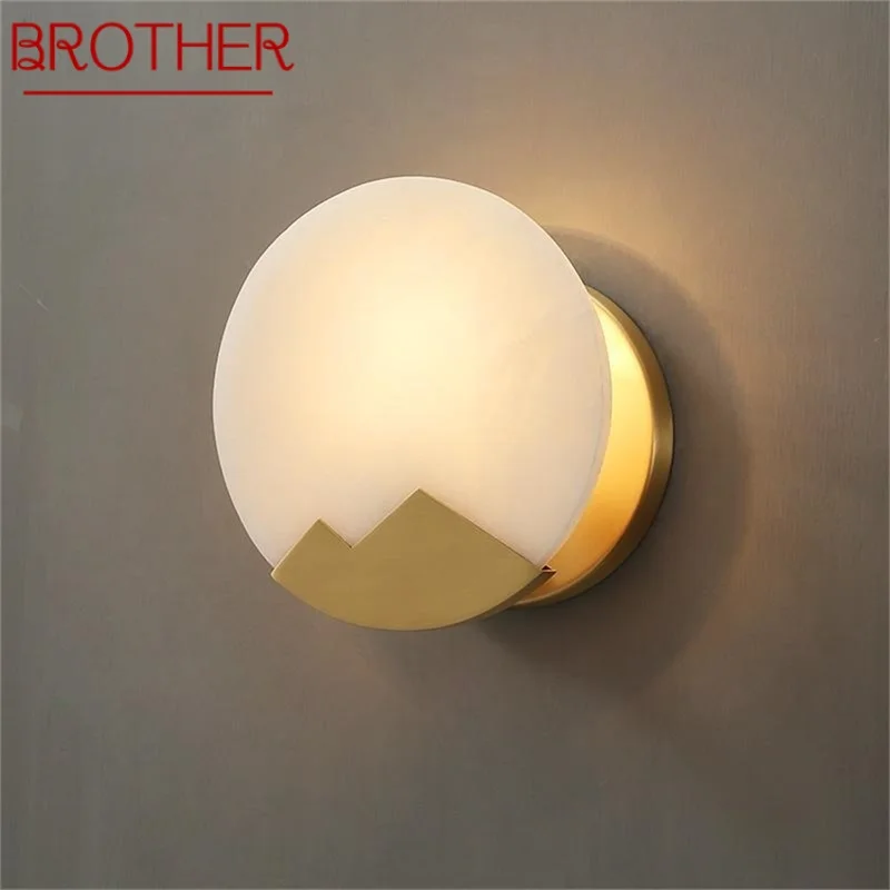 

Настенный светильник BROTHER в китайском стиле, комнатные мраморные светодиодные круглые лампы для украшения дома