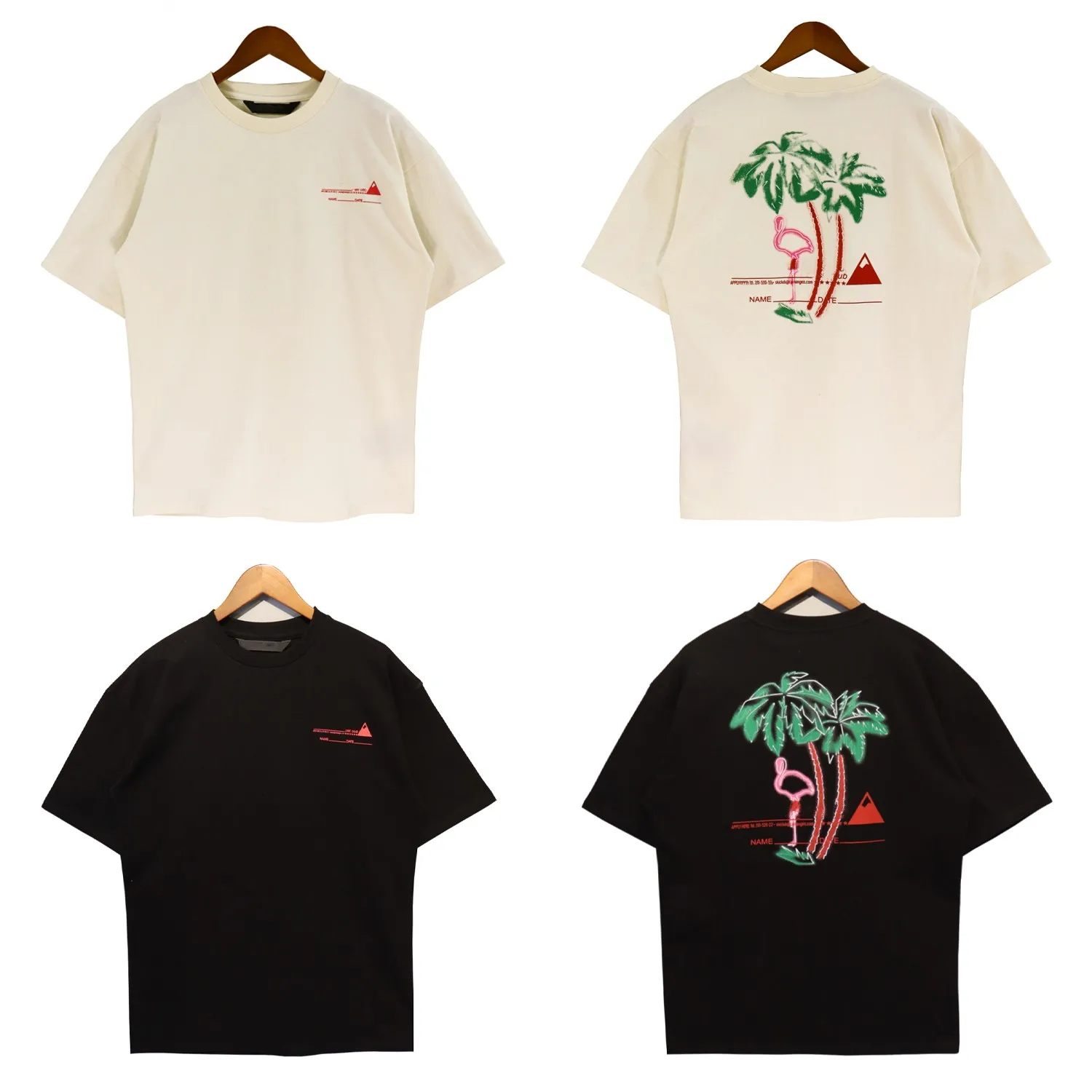 

23SSAngels Letter logo Short Sleeve T-Shirt Men's Women's Couple Casual coconut tree Printing TShirts Fashion Trend Casual High