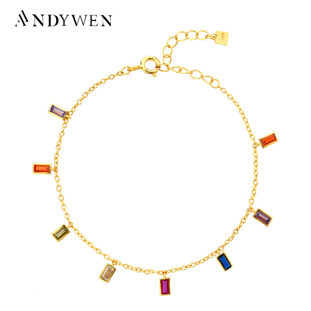 Женский браслет из серебра 925 пробы с радужной цепочкой |