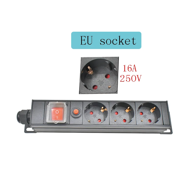 Фото Розетка шкафа PDU корпус из алюминиевого сплава 1-10AC, с двойным выключателем №4