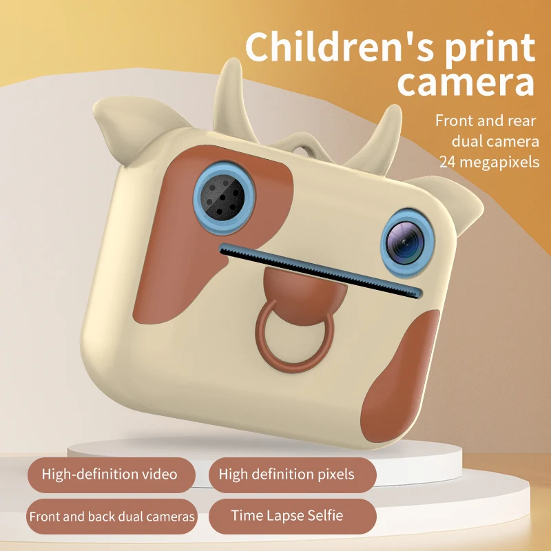Print Camera Children's Thermal Printing Zero Ink Instant Camera HD Digital Photography Video Kids Camera Boys and Girls Toys