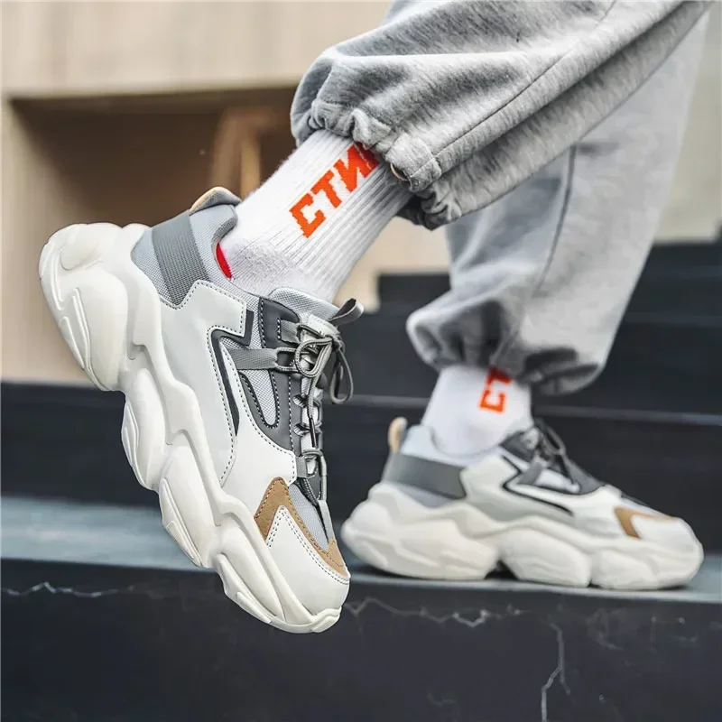 Однотонные массивные кроссовки мужские 2024 модная повседневная дизайнерская