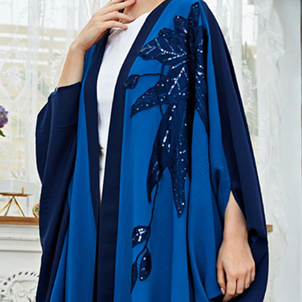 Women Spring and Summer Muslim Embroidery Cloak Cardigan Turkish Indian Abaya Arab Islamic Women Moroccan Kraftan Gown