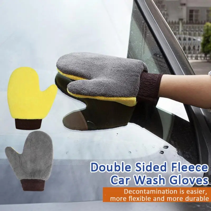 

Waterproof Car Washing Coral Velvet Gloves Thickened Car Cleaning Detailing Brush Auto Care Cleaning Tools Double-faced Glove