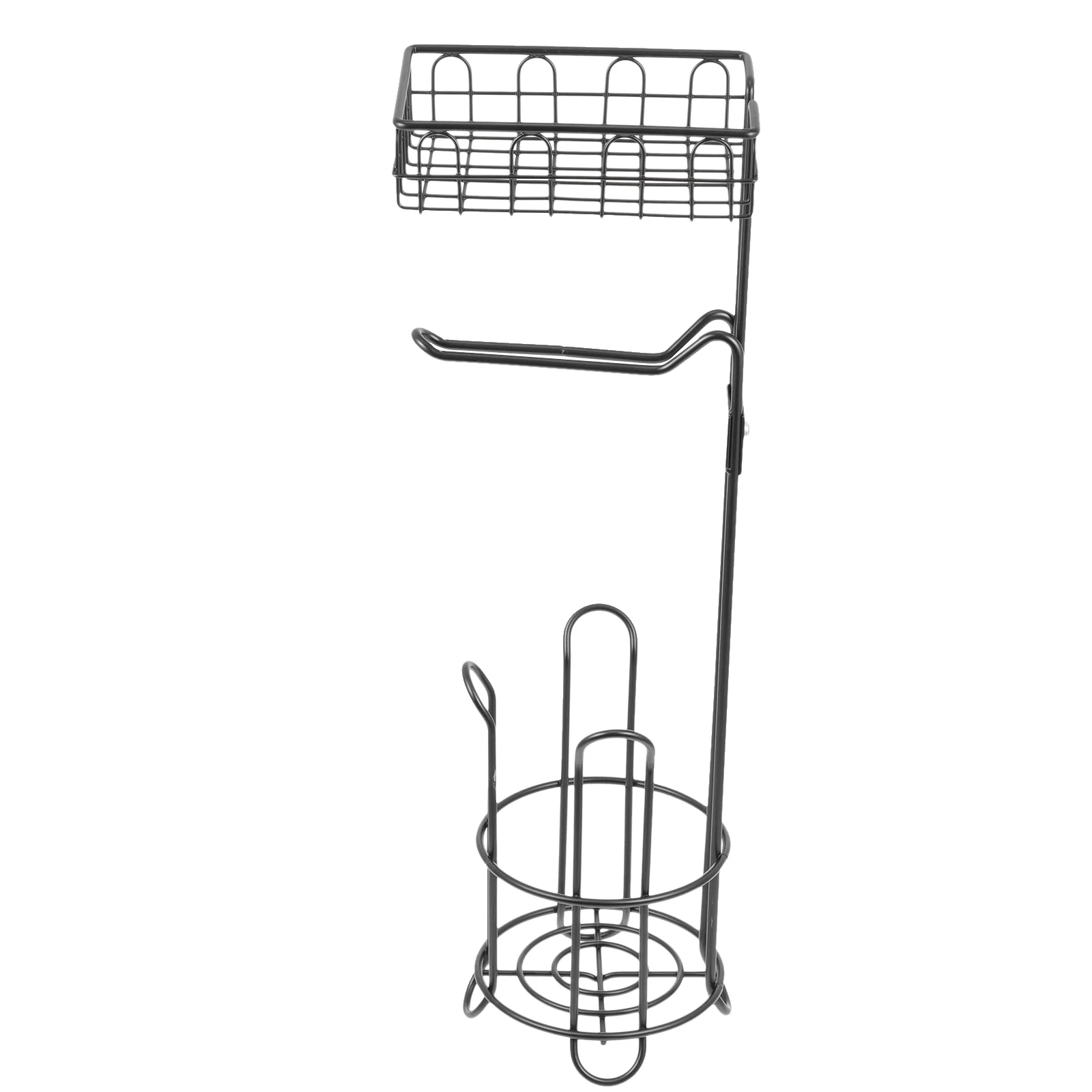 

Modern Roll Paper Holder Creative Iron Paper Rack Toilet Tissue Stand (Black)
