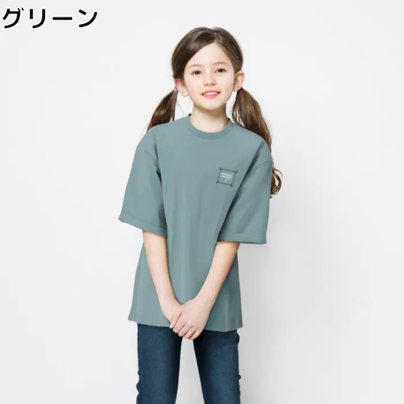 Kangol New 4-12 Year Old Children's Pure Cotton Short Sleeve T-shirt Summer Casual Loose Round Neck T-shirt Size 105-160