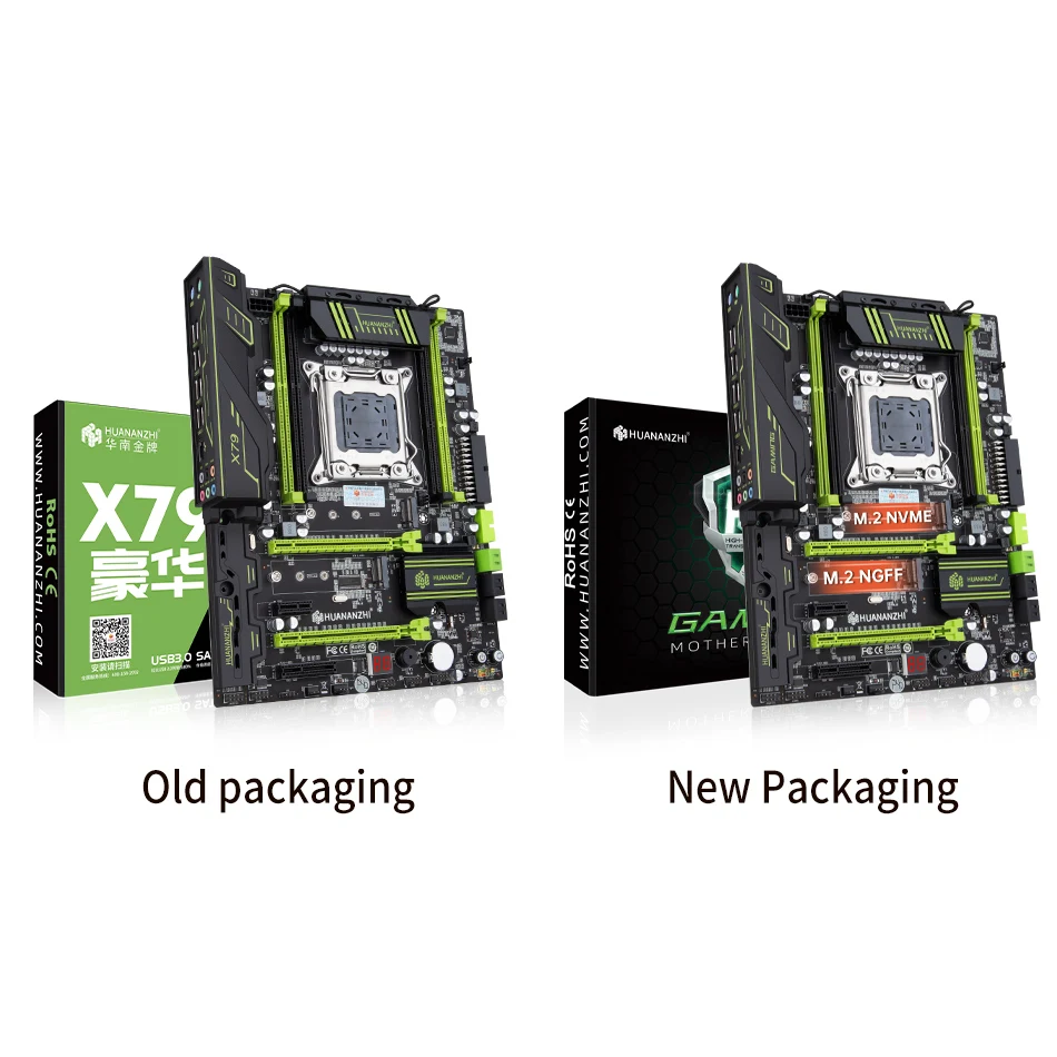 Комплект материнской платы HUANANZH X79 GREEN LGA 2011 Intel XEON E5 1650 поддержка DDR3 RECC не ECC M.2 NVME NGFF