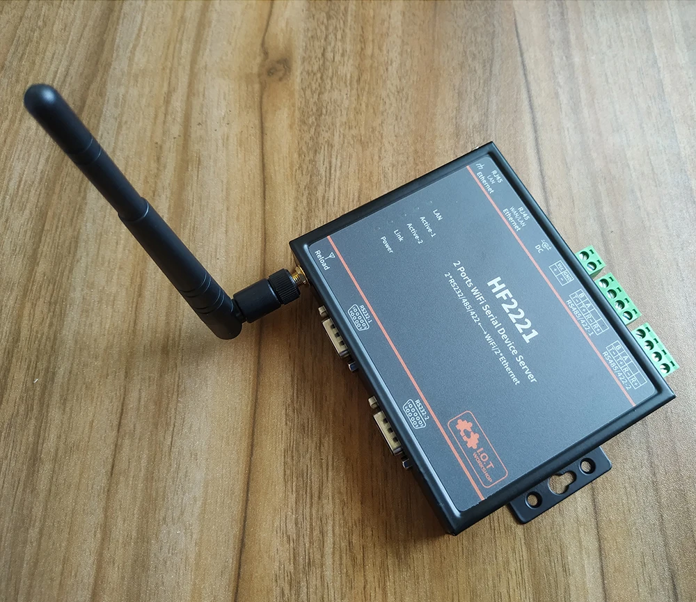 Двухпоследовательный WIFI-сервер HF2221 промышленный 2-портовый последовательный