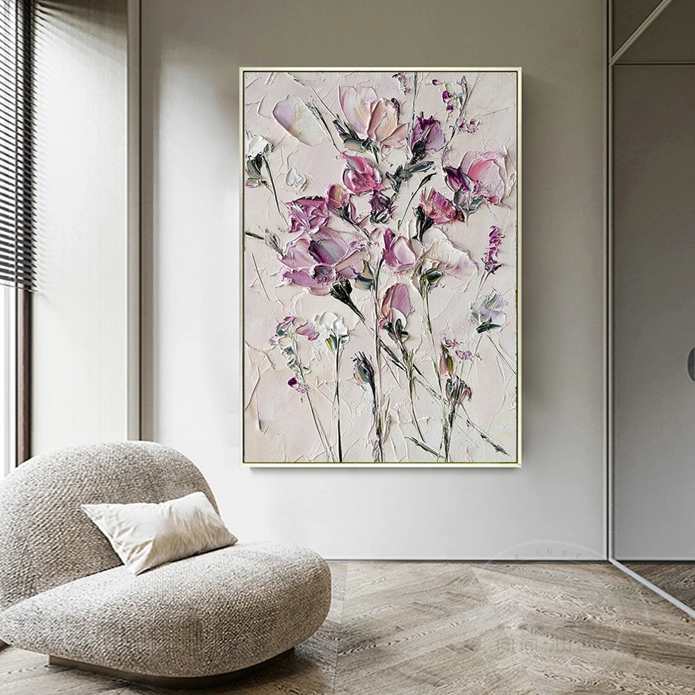 

New Design Abstract Flowers Oil Painting 3D Canvas Painting Floral Art Textured Acrylic Artwork Craft Home Decor Dropshipping