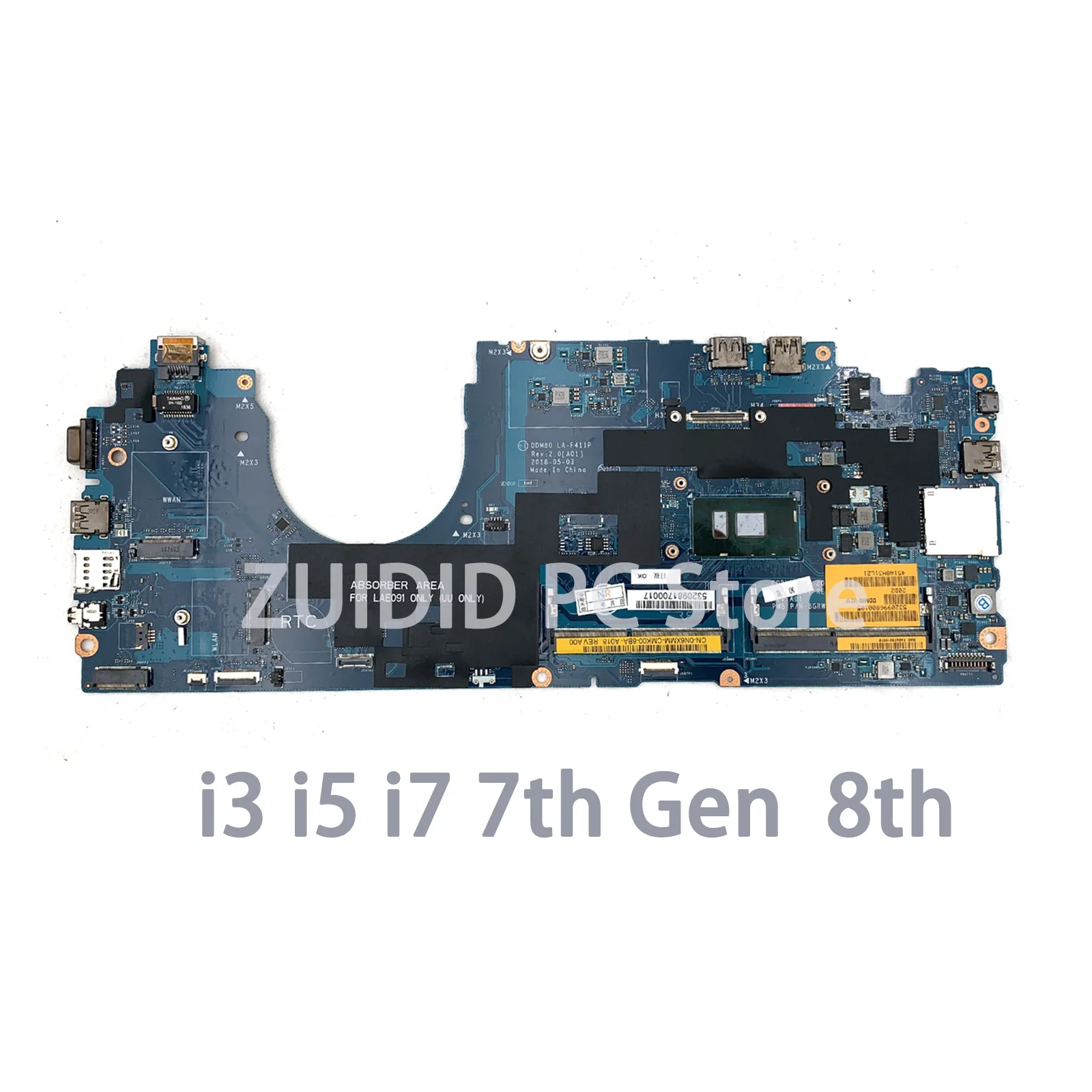 

ZUIDID CN-04H855 0XPMY5 Dell Latitude 15 5590 материнская плата для ноутбука DDM80 LA-F411P материнская плата с i3 i5 i7 7-го поколения или 8-го поколения ЦП