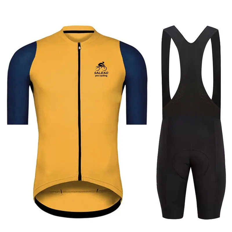 

2022 Salexo Велоспорт одежда Ropa Ciclismo мужская велосипедная с коротким рукавом Велоспорт Джерси нагрудник шорты комплект велосипед Майо Велоспор...