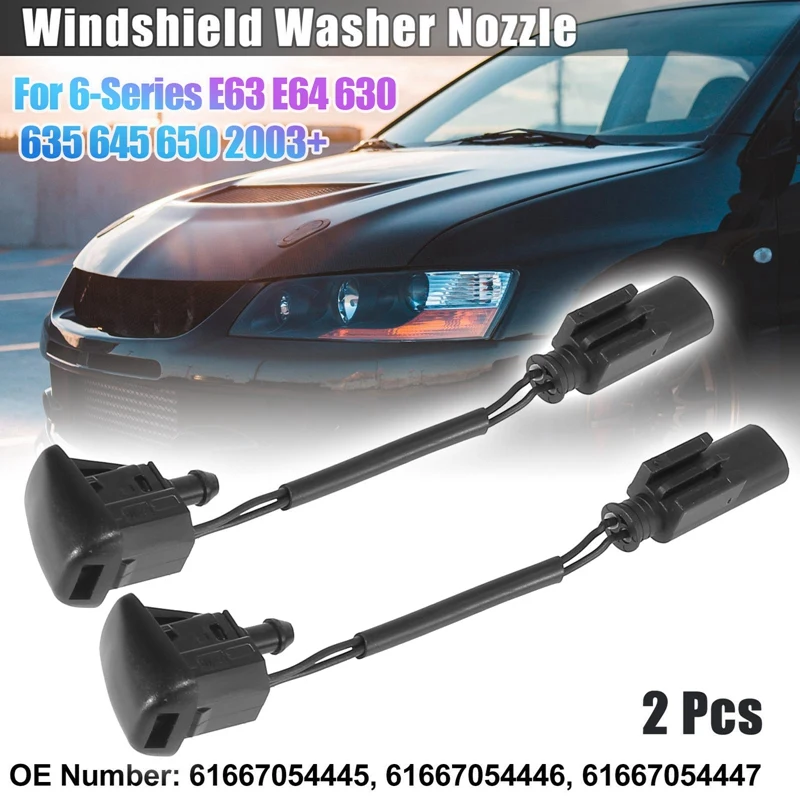 

1Pair New Windshield Heated Washer Sprayer Nozzle Jet 61667054445 For -BMW 6-Series E63 E64 630 635 645 650 2003+