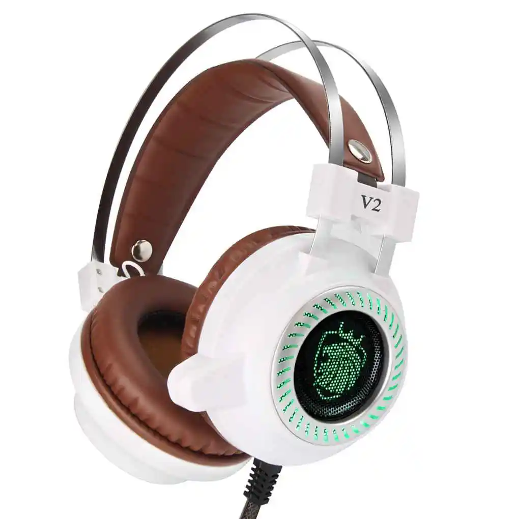 

V2 Computer Game Headset Stereo Earphone Over-ear Surround Earbud LED Light Hi-Fi Headphone with Microphone