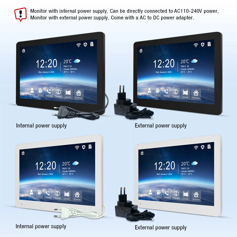 Комплект видеодомофона Tuya Wireless IPS 10 дюймов с сенсорным экраном и камерой 1080P