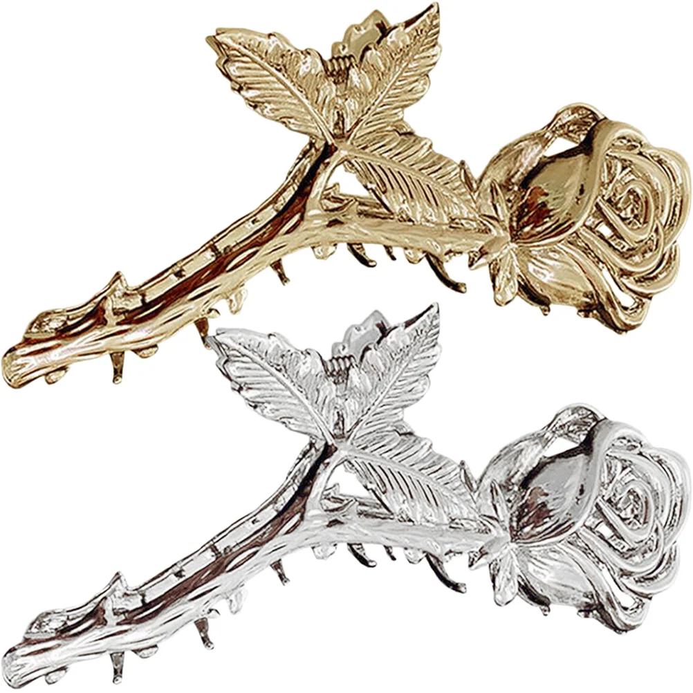 

2 Pcs Hairpin Thick Clips Jaw Women Metal Long Mini Large Headgear Unique Clamps