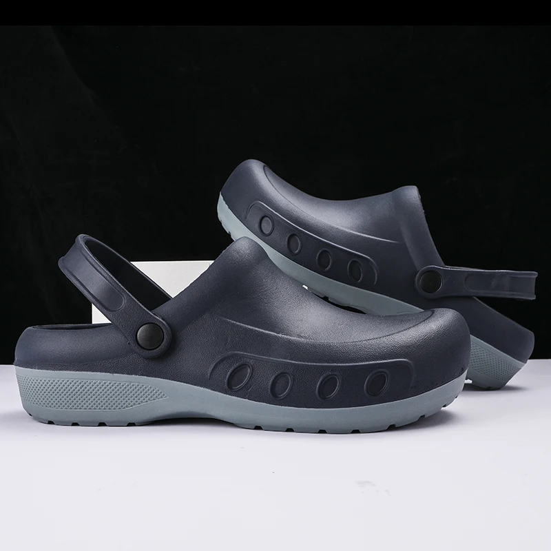 Chef Shoes for Men Summer Anti-slip Kitchen Shoes Comfortable Garden Clogs Waterproof Sandal Plus Size Beach Sandals Platform images - 6