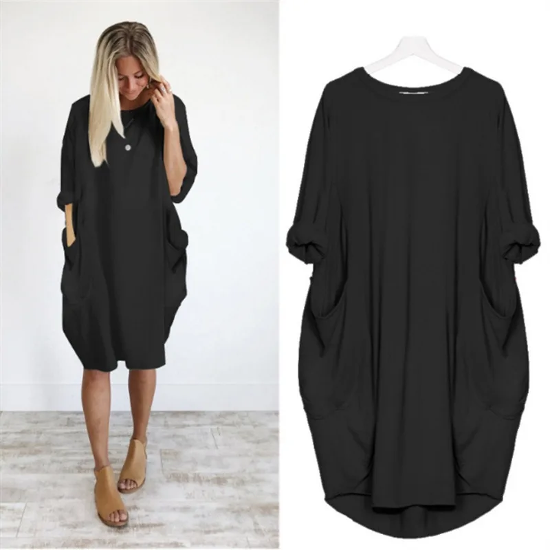 

Oversized Short Sleeve Vestido Summer Shirt Dress Mini Dresses Women Casual Loose Tshirt Dress Women Robe Vestidos with Pockets