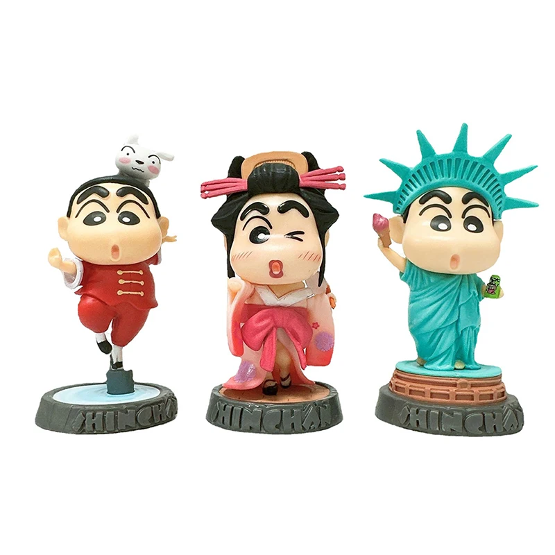 

1pcs Crayon Shin-Chan Anime Figure Cos Statue of Liberty Anime Figure Chinese Style Car Room Ornament Decoration Kawaii Doll toy