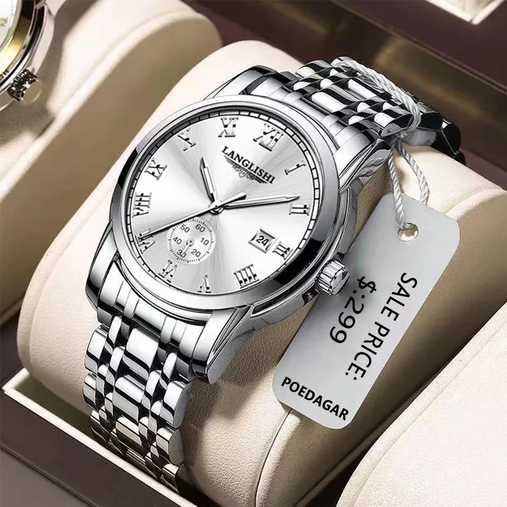 

PEODAGAR 2021 New Mens Watches Top Brand Calender Luminous Business Cool Waterproof Luxury Stainless Steel Quartz Wristwatch