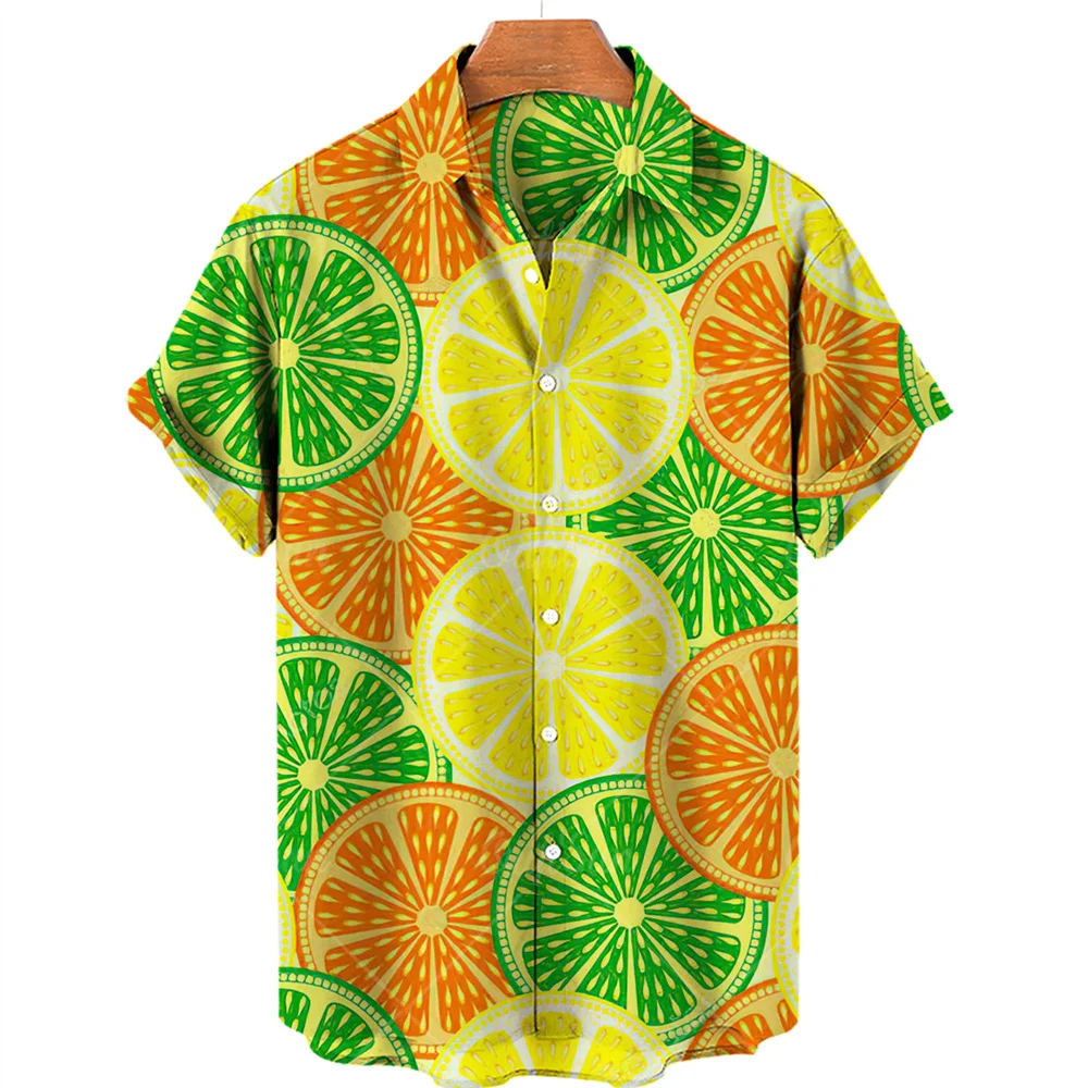 Summer Hawaiian Vintage 3D Printing Fruit Pattern Short Sleeve Unisex Loose Holiday Beach Fashion Casual Top Men And Shirt 5XL