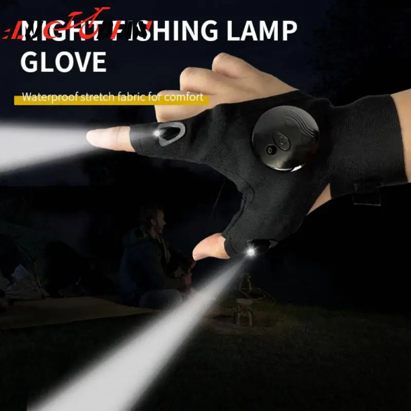 

Strong Light Half Finger Glove Lighting Fishing Gloves Fishing Gloves Running Night Double-sided Elastic Material Luminous