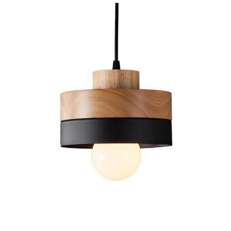 

HOT-Modern Wooden Pendant Ceiling Light Nordic Round Square Suspension Hanging Light Fixture for Cafe Bar