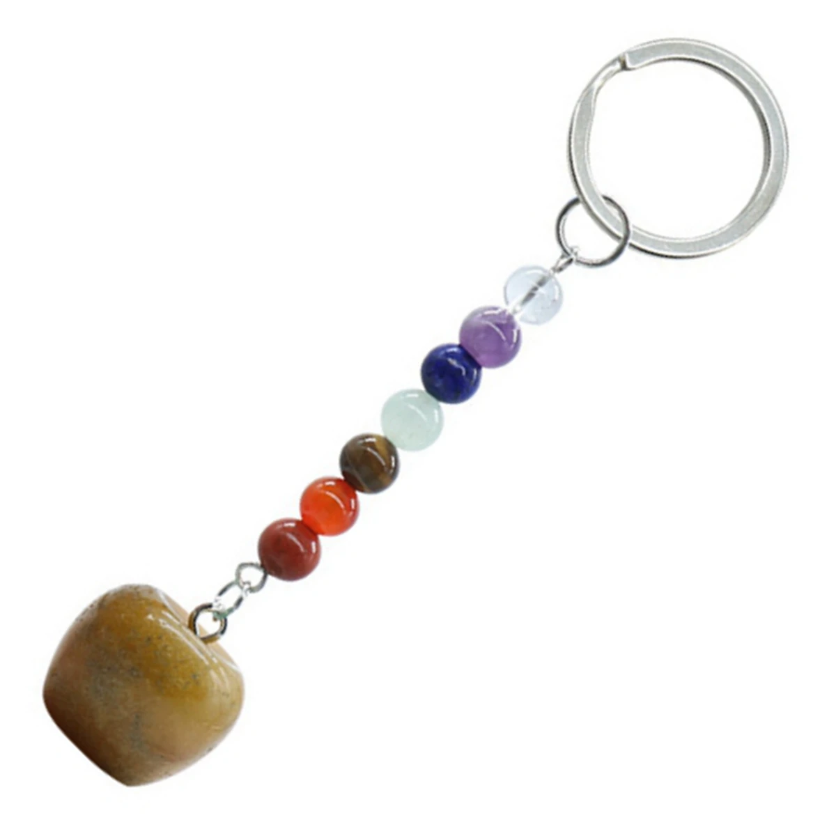 

Yellow Jade Apple keychain for Bags Key with 7 Chakra Stone Beads Chain Natural Gemstone Fruits Pendants Keyrings