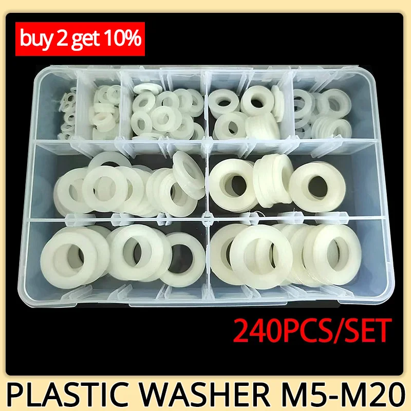 

M2 M3 M4 M5 M6 M8 M10 M12 M14 M20 Plastic Washer Nylon PVC Gasket Set Hard Soft Transparent Insulation Flat Paded Assortment Kit