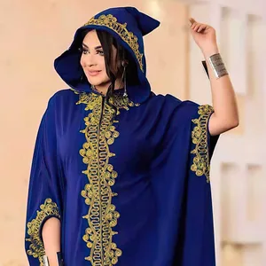 2023 Spring New Fashion African Women Long Sleeve Hooded Polyester Long Dress African Dresses for Women Elegant Women Abaya