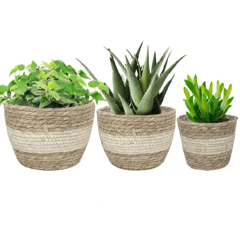 

Pcs Woven Flower Pot Cover Durable Natural Flowerpot Planter