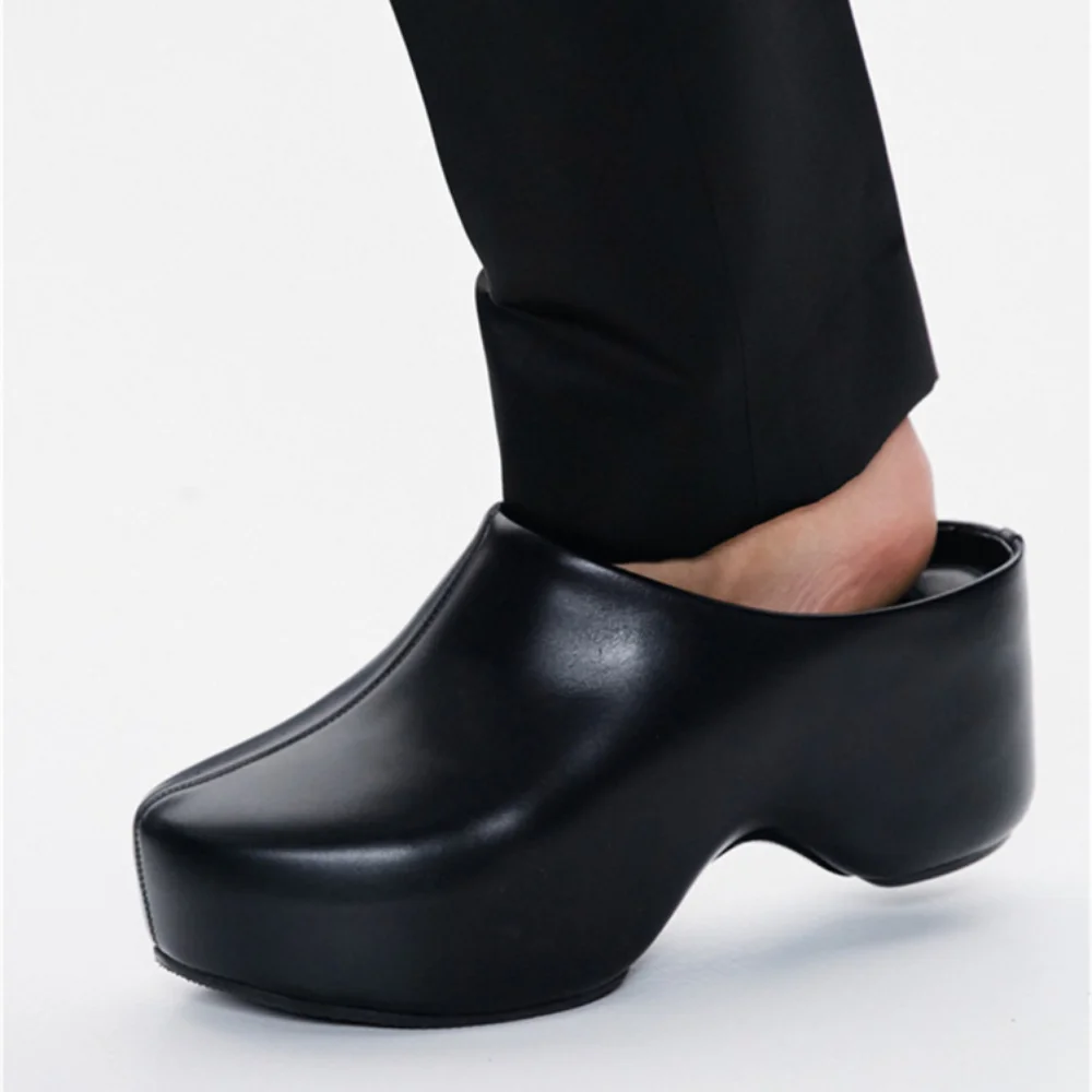 

2023 Summer New Style Women's High Thick Bottom Round Toe Fashion Slippers Catwalk shows Push off with one foot Slippers