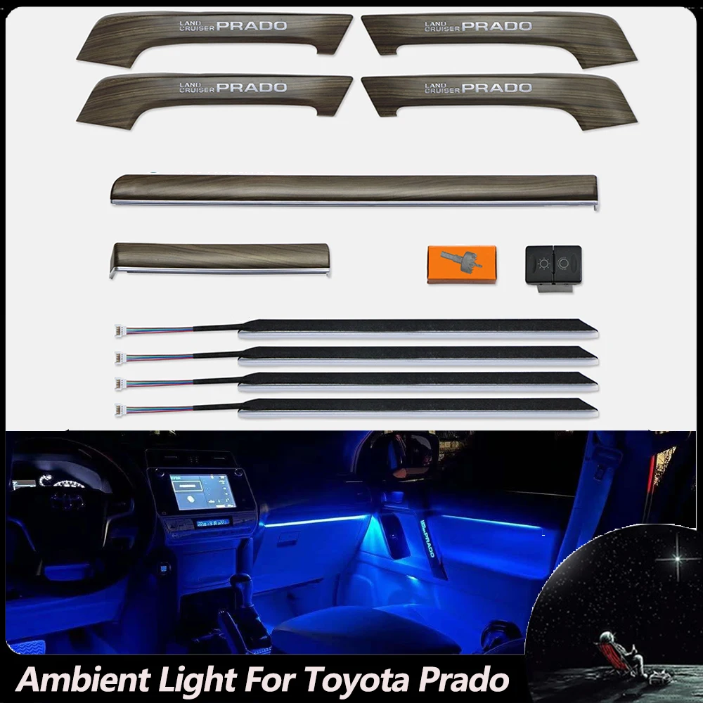 

For Toyota Prado Car Led Dashboard Atmosphere Light Peach Wood Grain Decorative Lamp Door Handle Neon Lamp