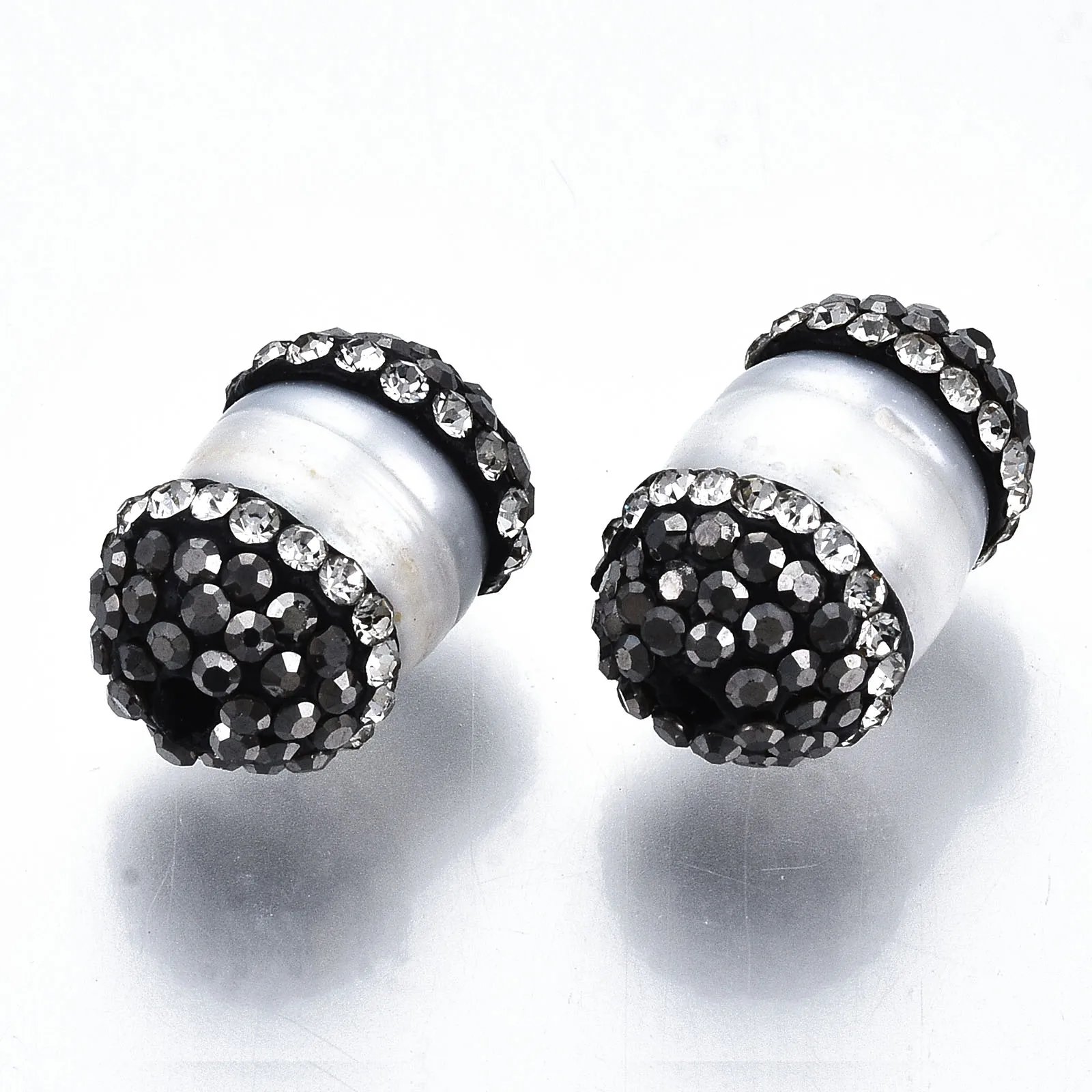 20Pcs Oval Polymer Clay Rhinestone Natural Shell Bead Crystal Freshwater Shell Loose Bead Charms For DIY Bracelet Jewelry Making