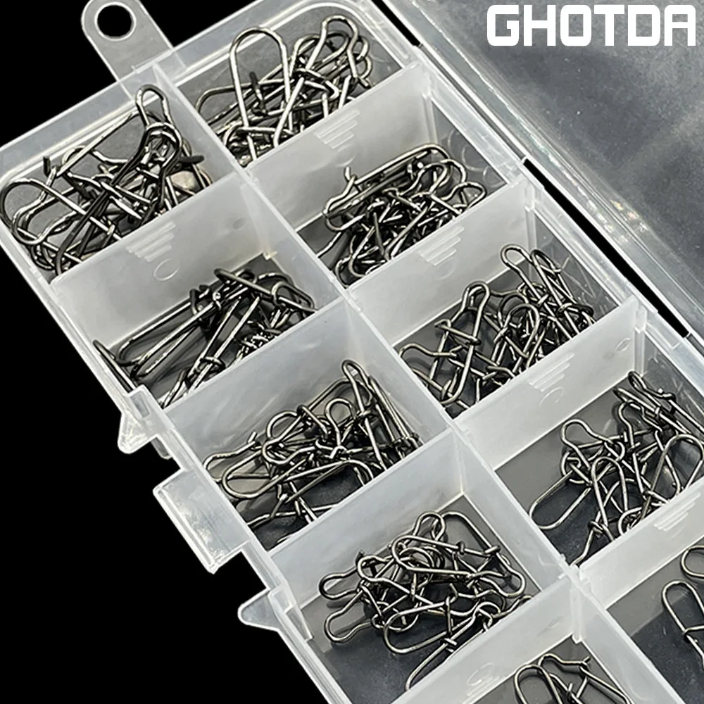 

100Pcs 00#-3# Fishing Nice Hooked Snap Pin 304 Stainless Steel Fishing Barrel Swivel Lure Connector Accessories Pesca