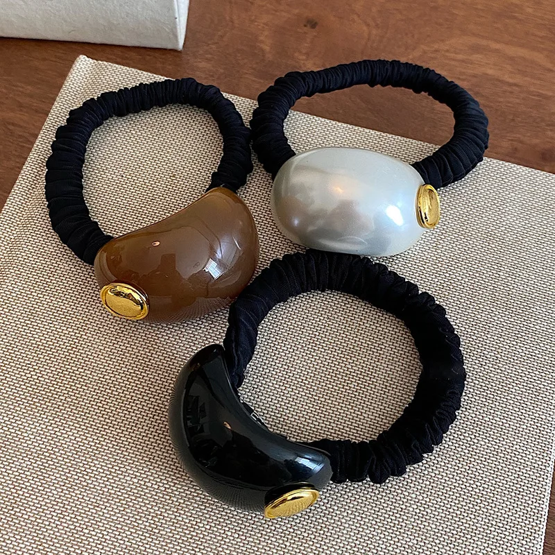 

Simple All-Match Acrylic High Elastic Hair Band Rubber Band Temperament Headband Female 2023 New Tie Hair Ring Hair Rope