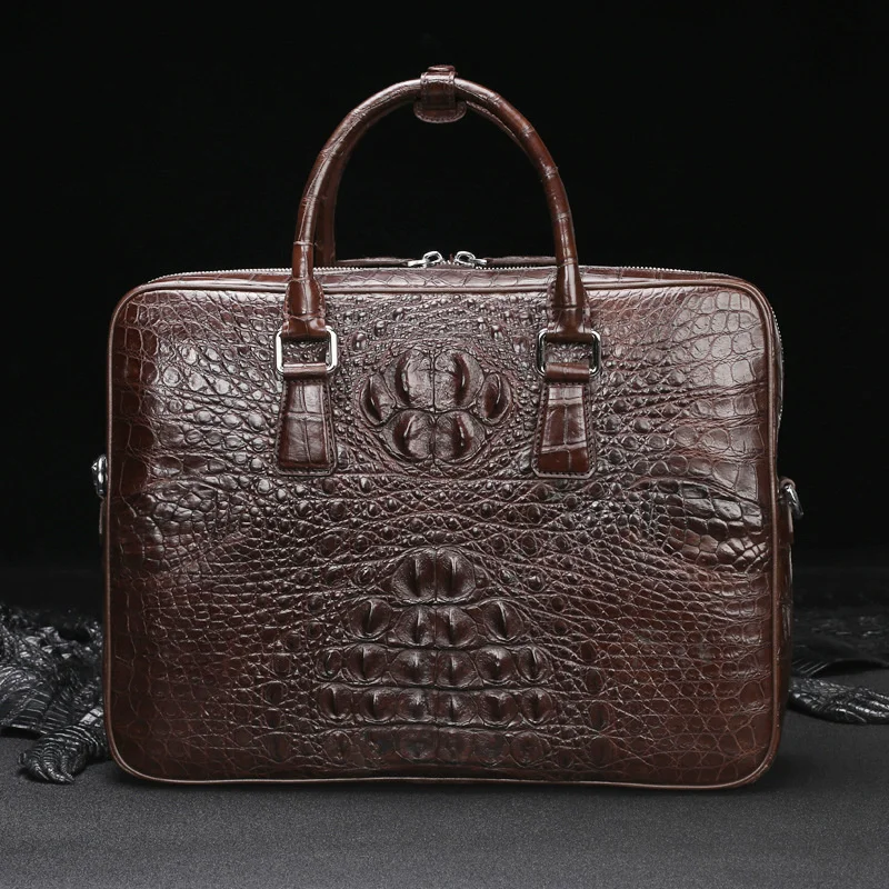 Genuine Leather Men's Business Briefcase Large Capacity Leisure One Shoulder Messenger Bag High Quality Zipper Computer Handbag