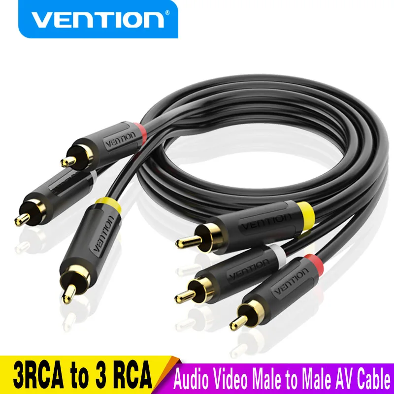 

Vention 3RCA to 3 RCA Cable Audio Video Male to Male AV Cable Gold Plated for STB DVD TV VCD Blueplayer Amplifier Cable RCA Jack