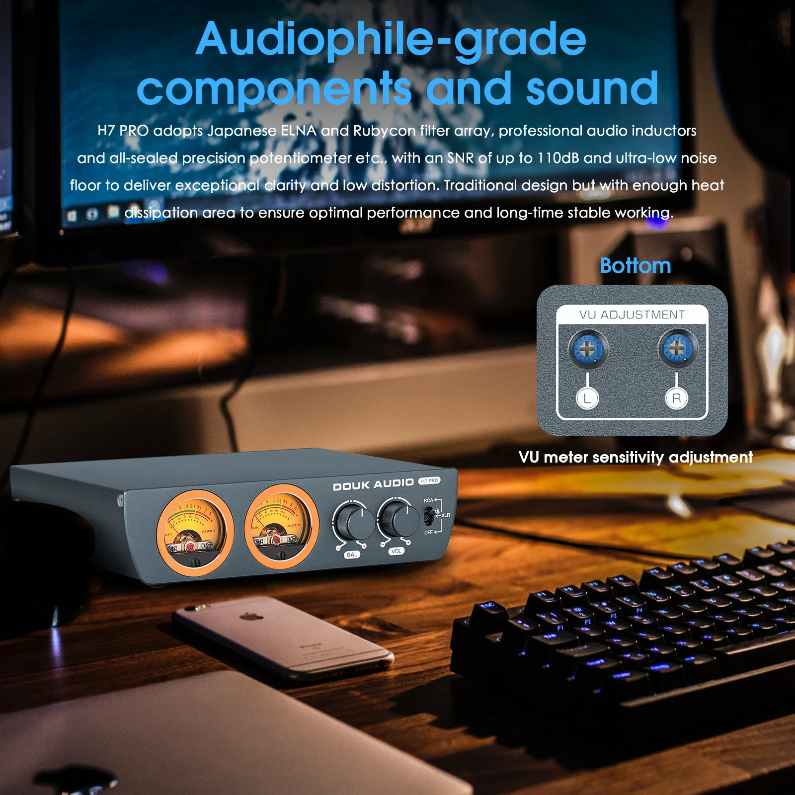 Усилитель Douk Audio H7PRO HiFi Class D TPA3255 сбалансированный XLR цифровой стерео усилитель