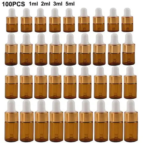 100 шт./компл. 1/2/3/5 мл мини бутылочки-капельницы с крышкой для эфирных масел бутылки для ароматерапии многоразовые реагентные пипетки бутылоч...