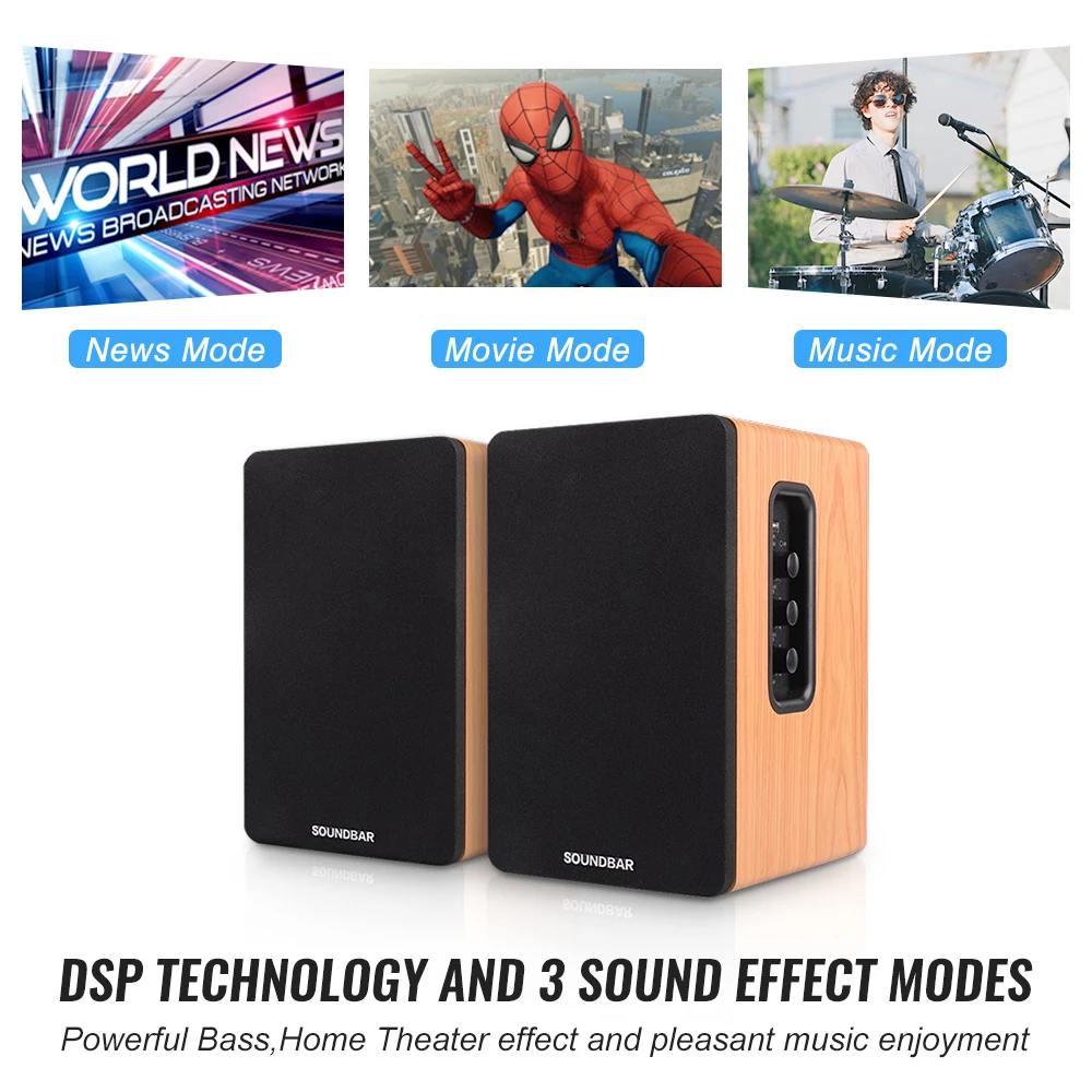 80 Вт 2 0 HiFi динамик книжная полка Bluetooth 4 5 дюймов Система домашнего кинотеатра