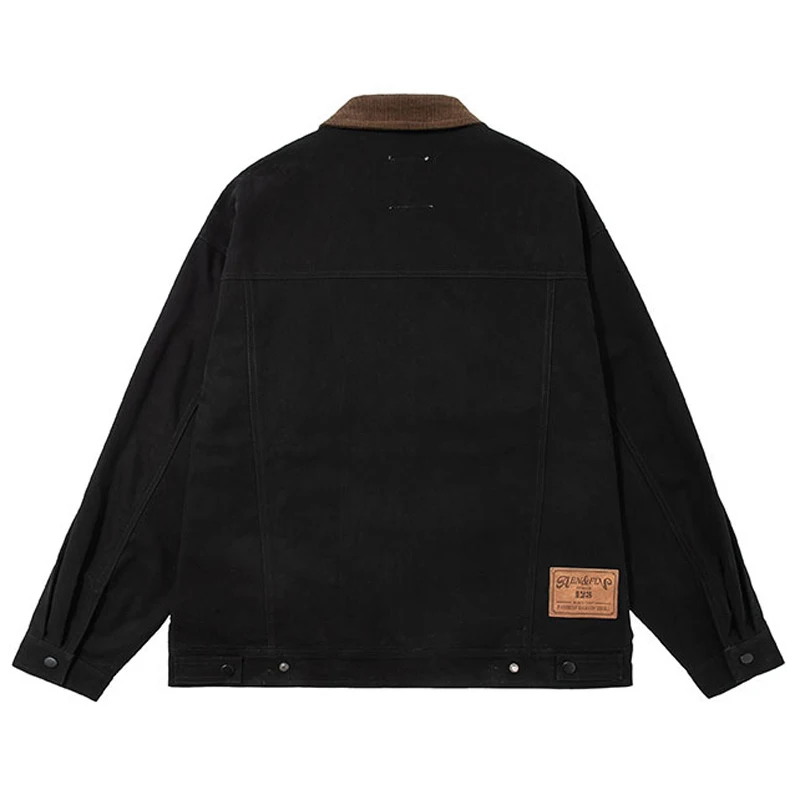 Мужская промытая куртка в американском ретро стиле однотонная Повседневная