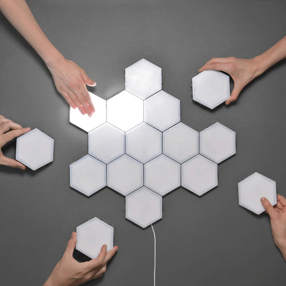 

RGB LED Touch Wall Lamp Creative Honeycomb Modular Assembly Helios Quantum lamp LED Magnetic decoration Wall Light Bedroom Lamp