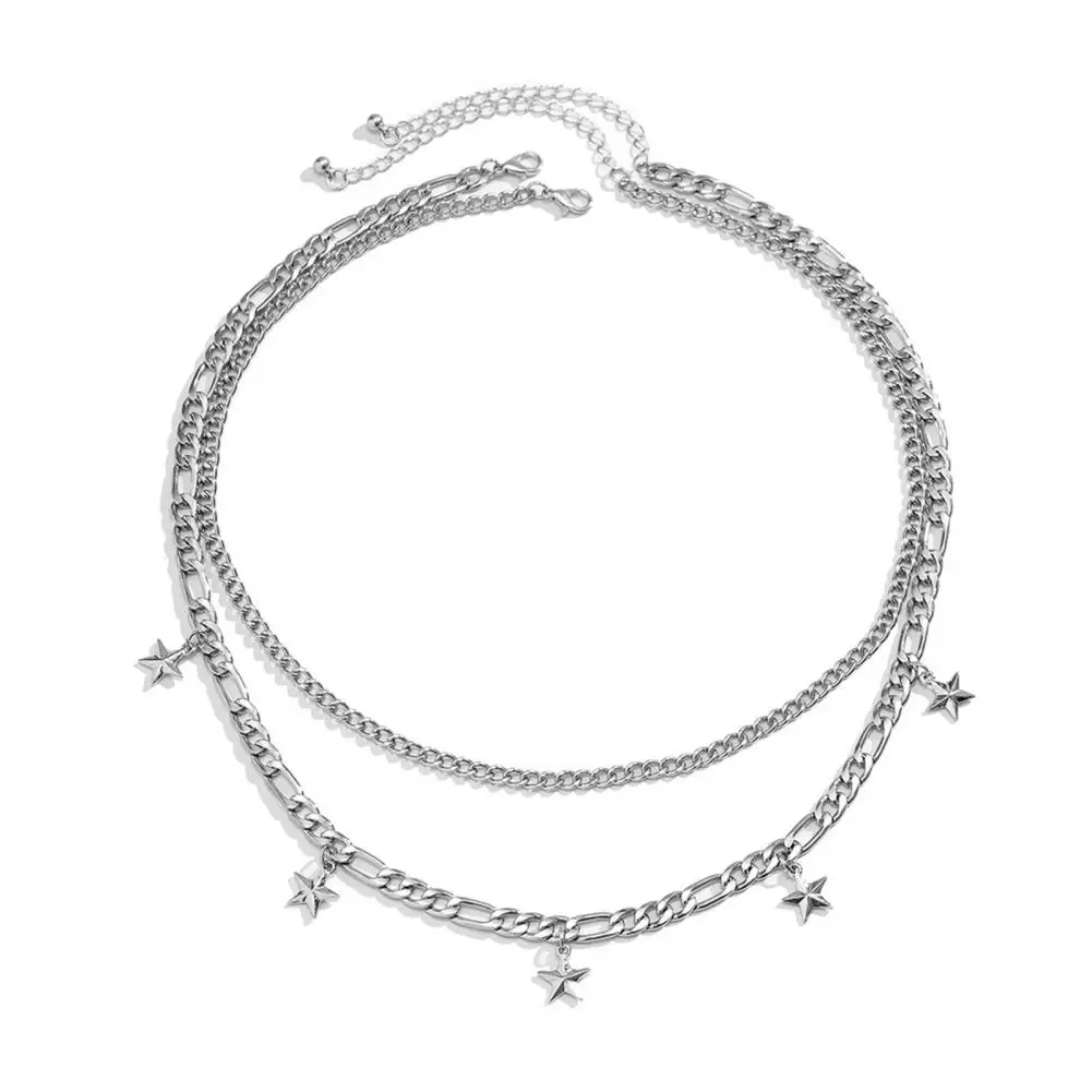 

Men Necklace Electroplating Simple Dress Up Male Pentagram Pendant Clavicle Chain Jewelry Men Clavicle Chain for Club
