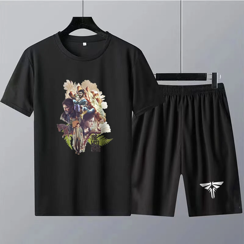 The Last of Us Printed Men Set Outfits Summer Fashion 2 Piece Sets Tracksuit Men's Oversized Cloth Retro Cotton t shirts Shorts