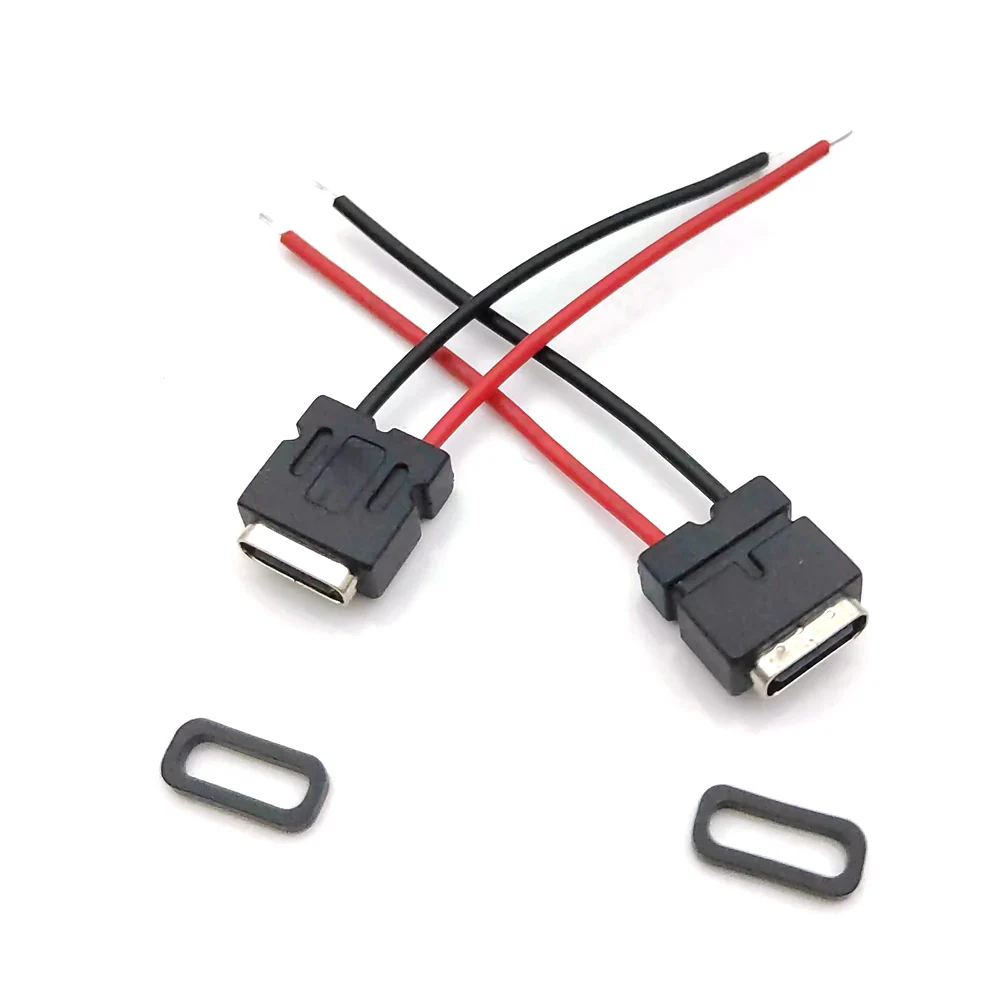 

50Pcs USB Type C Waterproof Connector Welding Wire Female Socket High Current Fast Charging Type -c Female Port Charging Jack