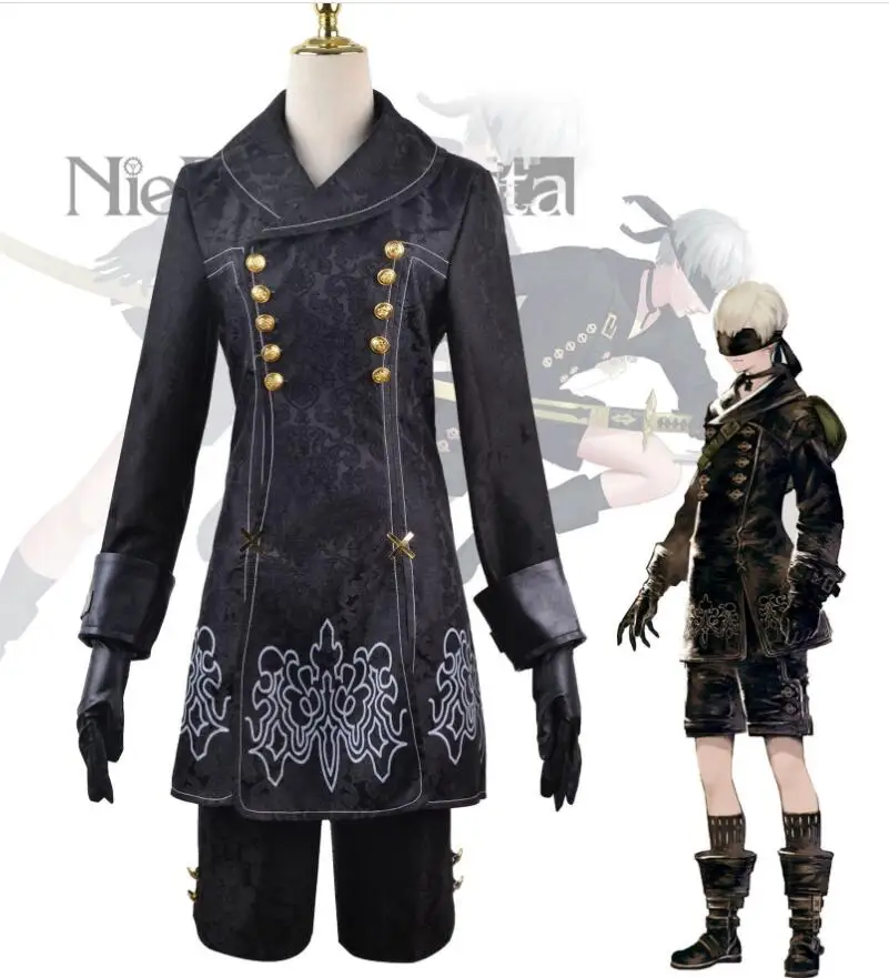 

Костюм для косплея из аниме NieR Automata 9S 2B Cos YoRHa No.9 Тип S мужская униформа перчатки плащ шорты костюм Хэллоуин